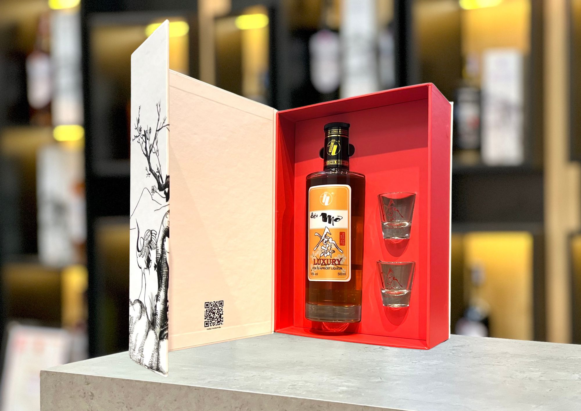 Hộp quà Rượu Mơ Yên Tử - Quà tặng đối tác VIP Hộp Rượu Mơ Yên Tử cao cấp kèm ly - Quà tặng đối tác VIP doanh nghiệp
