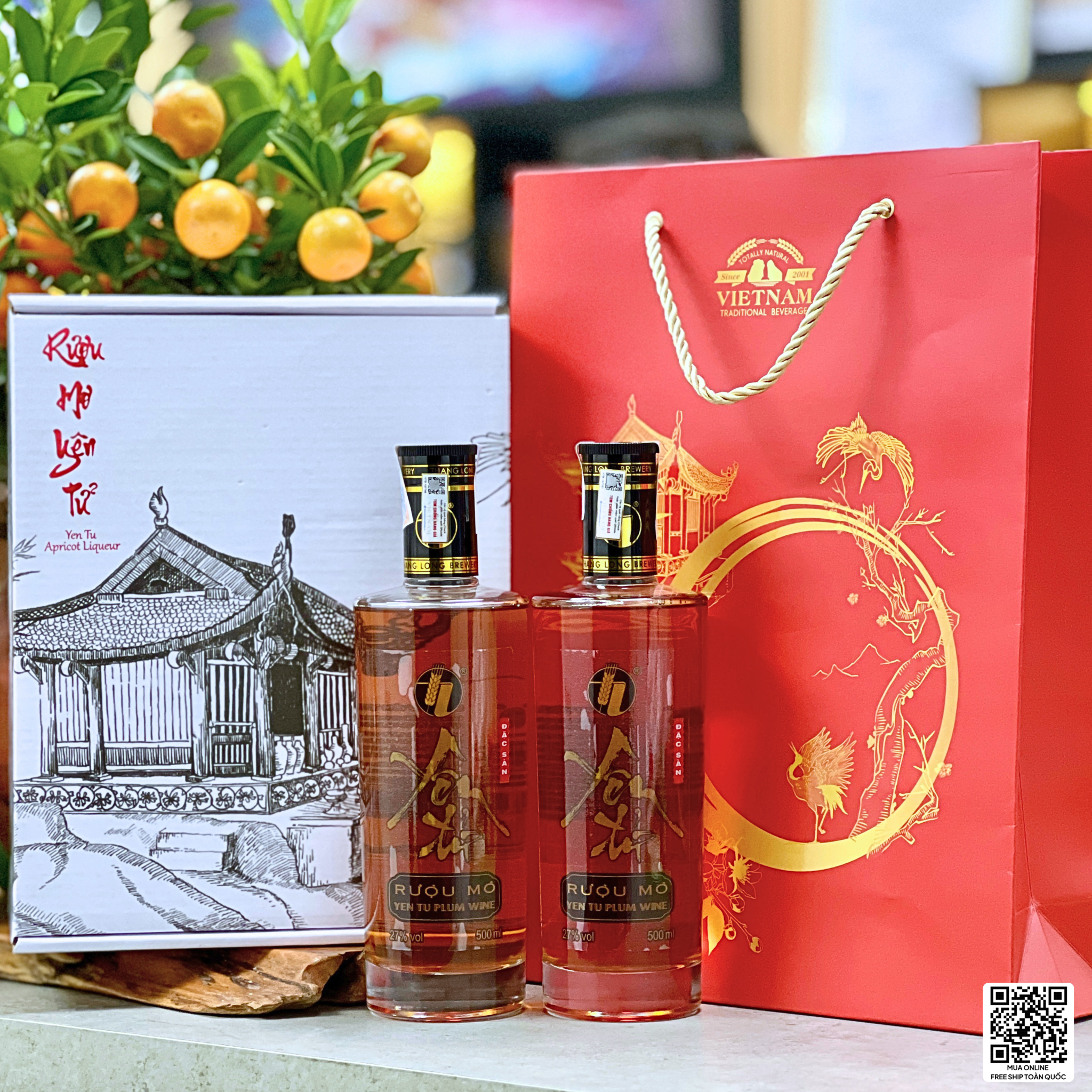 Set quà tặng combo rượu mơ hỗ trợ tiêu hóa Yên Tử chính hãng