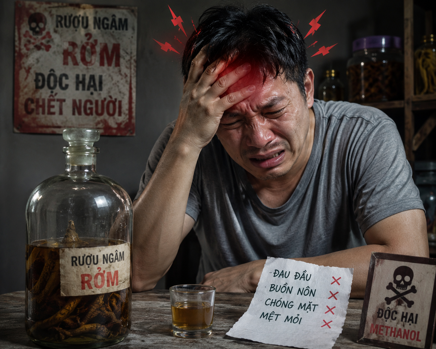 Sự Thật Về Tình Trạng Đau Đầu Nửa Đêm Sau Khi Uống Rượu Ngâm Kém Chất Lượng
