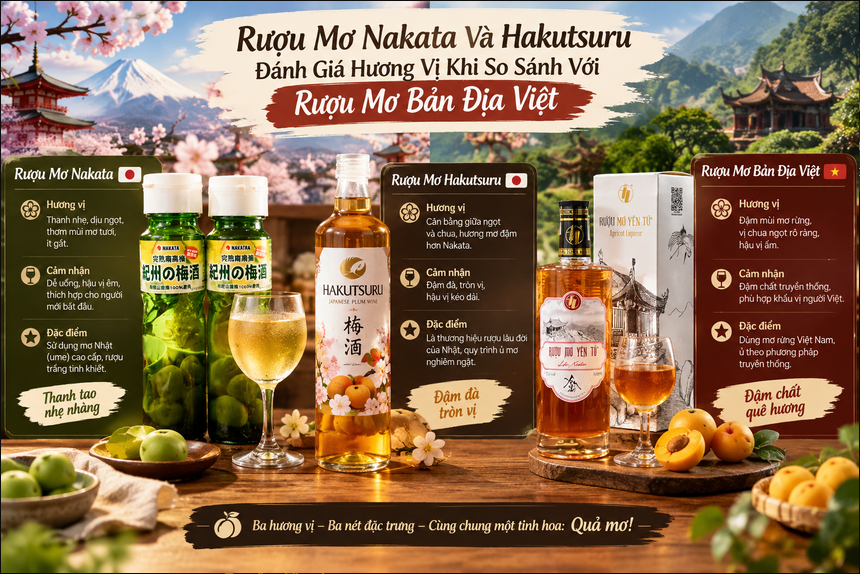 Rượu Mơ Nakata Và Hakutsuru: Đánh Giá Hương Vị Khi So Sánh Với Rượu Mơ Bản Địa Việt