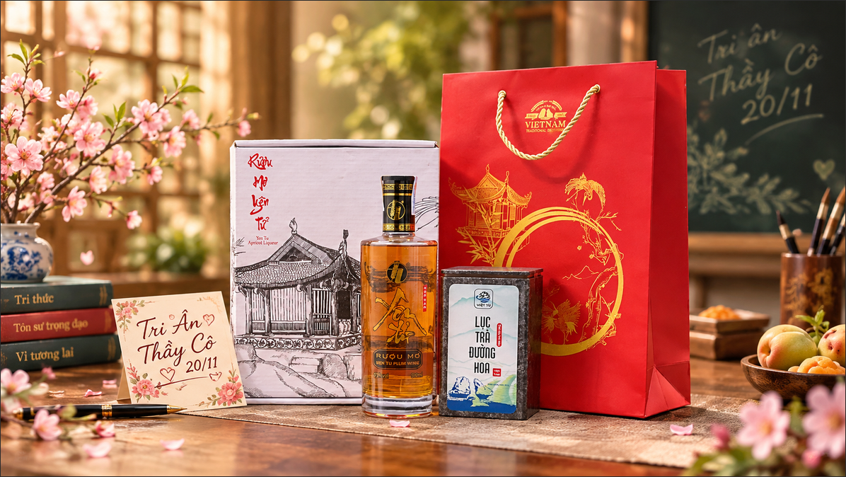 Set Quà Rượu Mơ 20/11 Cao Cấp: Xu Hướng Quà Biếu Tinh Tế Thay Thế Rượu Ngoại Đắt Đỏ